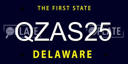QZAS25 Delaware License Plate