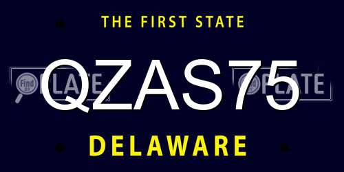 QZAS75 Delaware License Plate