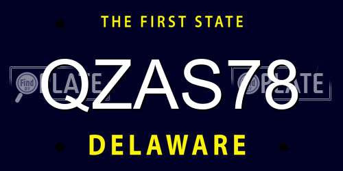 QZAS78 Delaware License Plate