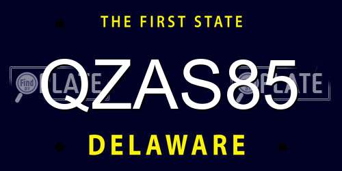 QZAS85 Delaware License Plate