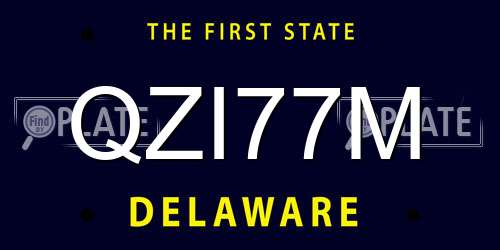 QZI77M Delaware License Plate