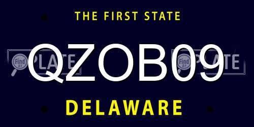 QZOB09 Delaware License Plate