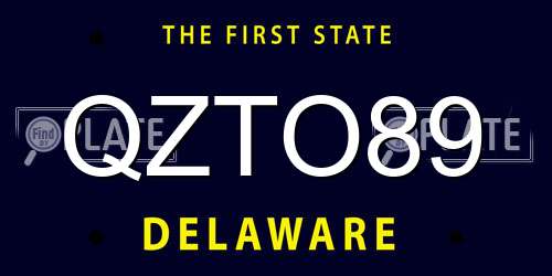 QZTO89 Delaware License Plate