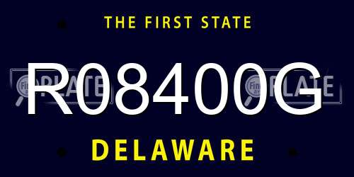 R08400G Delaware License Plate