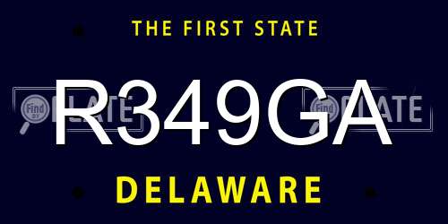 R349GA Delaware License Plate