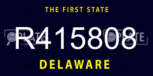 R415808 Delaware License Plate