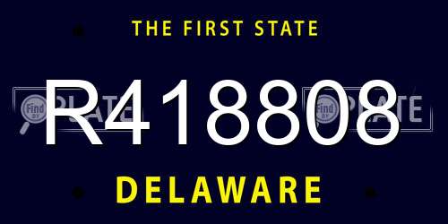 R418808 Delaware License Plate