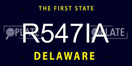 R547IA Delaware License Plate