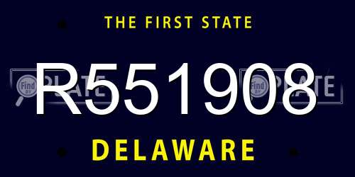 R551908 Delaware License Plate