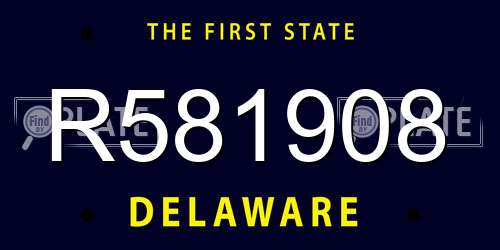 R581908 Delaware License Plate