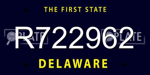 R722962 Delaware License Plate