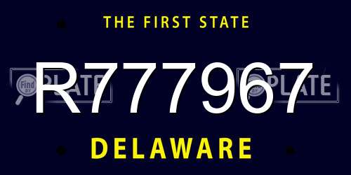 R777967 Delaware License Plate