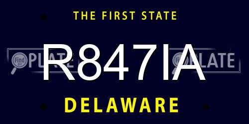 R847IA Delaware License Plate
