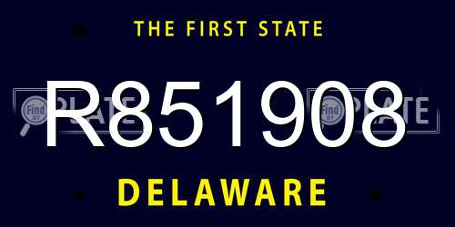 R851908 Delaware License Plate