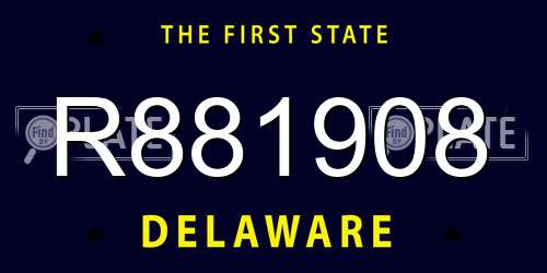 R881908 Delaware License Plate