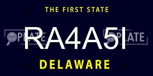 RA4A5I Delaware License Plate