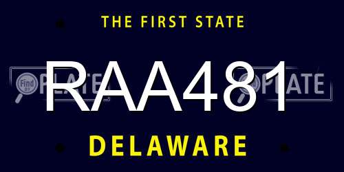 RAA481 Delaware License Plate