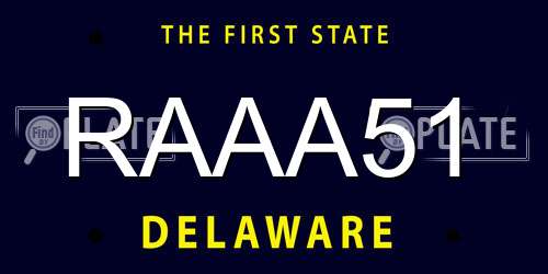 RAAA51 Delaware License Plate