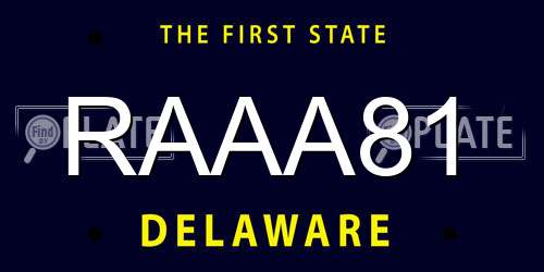 RAAA81 Delaware License Plate
