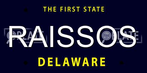 RAISSOS Delaware License Plate
