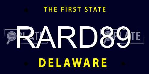 RARD89 Delaware License Plate