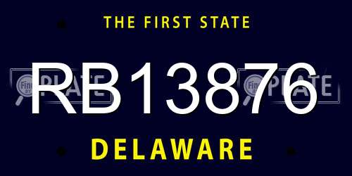 RB13876 Delaware License Plate