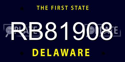 RB81908 Delaware License Plate