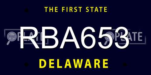 RBA653 Delaware License Plate