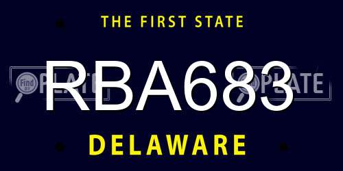 RBA683 Delaware License Plate
