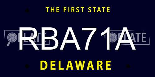 RBA71A Delaware License Plate