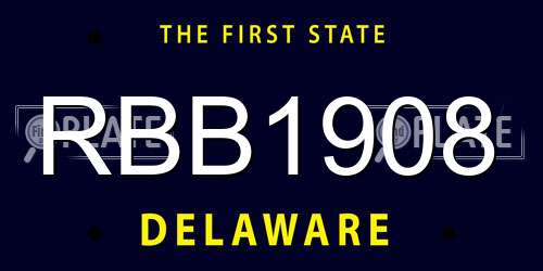 RBB1908 Delaware License Plate
