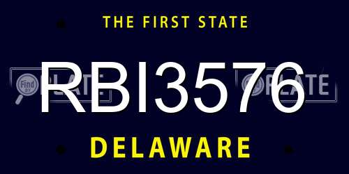 RBI3576 Delaware License Plate