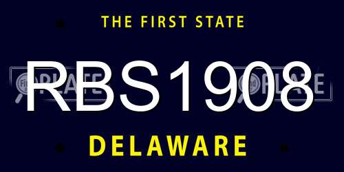 RBS1908 Delaware License Plate