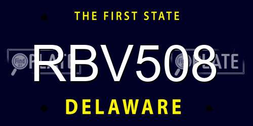RBV508 Delaware License Plate