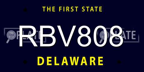 RBV808 Delaware License Plate