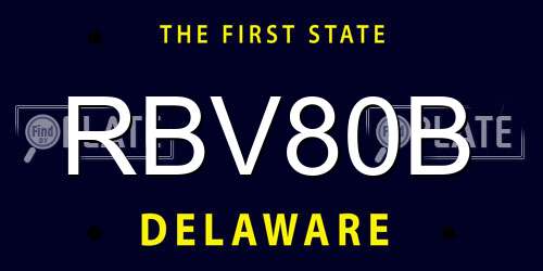 RBV80B Delaware License Plate