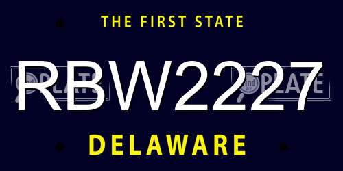 RBW2227 Delaware License Plate