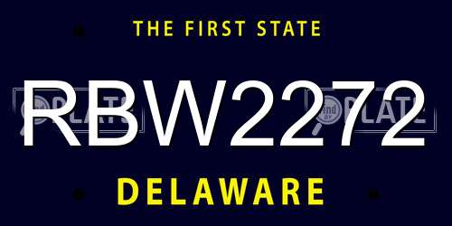 RBW2272 Delaware License Plate