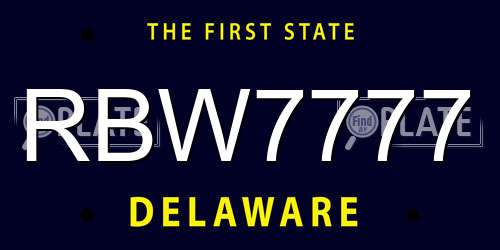 RBW7777 Delaware License Plate