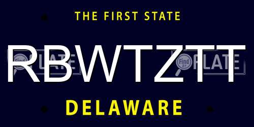 RBWTZTT Delaware License Plate
