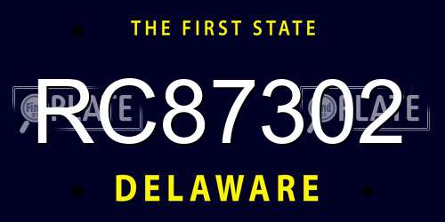 RC87302 Delaware License Plate
