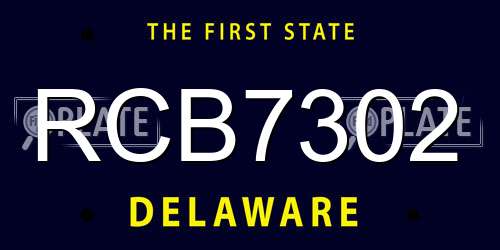 RCB7302 Delaware License Plate