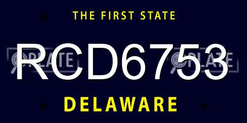 RCD6753 Delaware License Plate