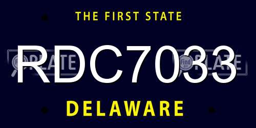 RDC7033 Delaware License Plate
