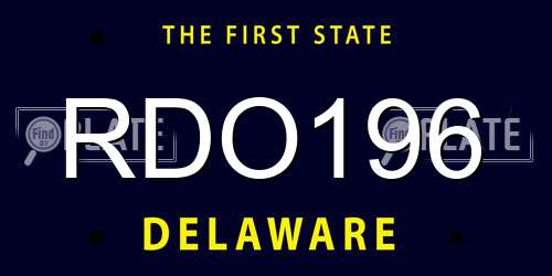 RDO196 Delaware License Plate