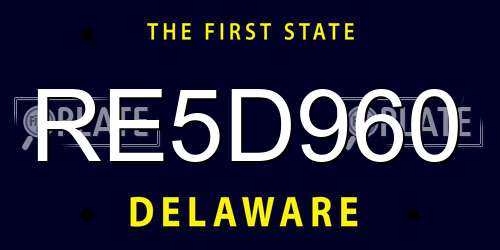 RE5D960 Delaware License Plate
