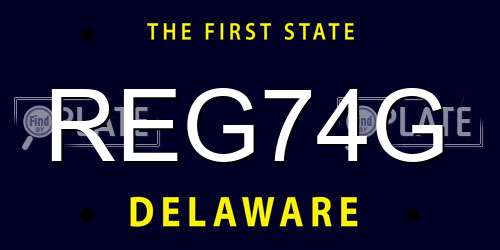 REG74G Delaware License Plate