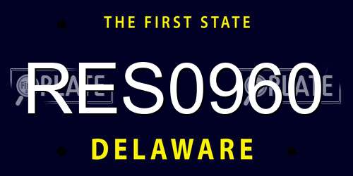 RES0960 Delaware License Plate