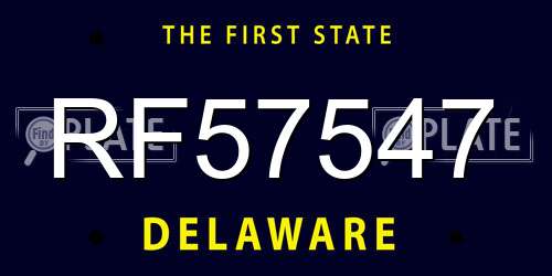 RF57547 Delaware License Plate