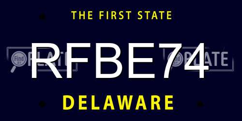 RFBE74 Delaware License Plate